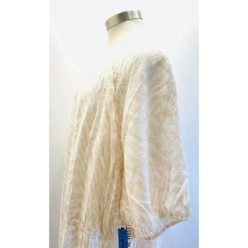 NWT NINE WEST Women Short Sleeve Full Length Lined Peach Boho Maxi Dress Size 4X - Picture 5 of 12